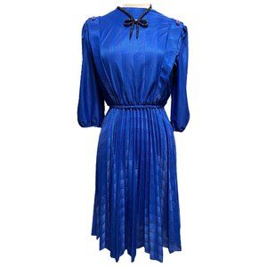 Vintage royal blue striped secretary dress
